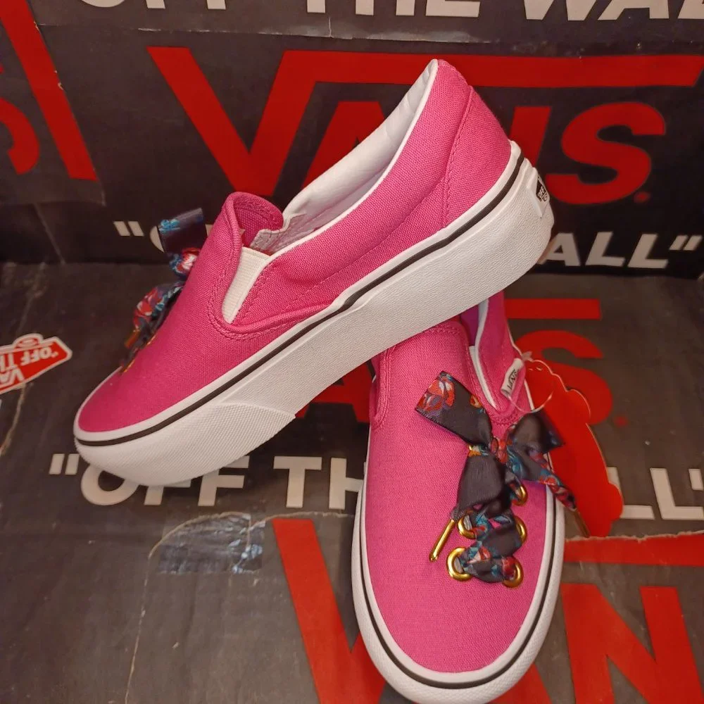 Vans Classic Slip-On P Women’s 5 Pink/Black Oversized Lace Carmine VN0A3…